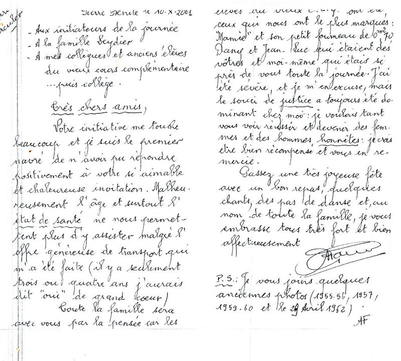 1A 2001 10 10 lettre d'Adrien Faure