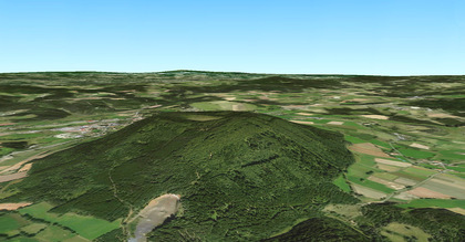 Le mont Bar - vue aérienne à partir de Céaux d'Allègre